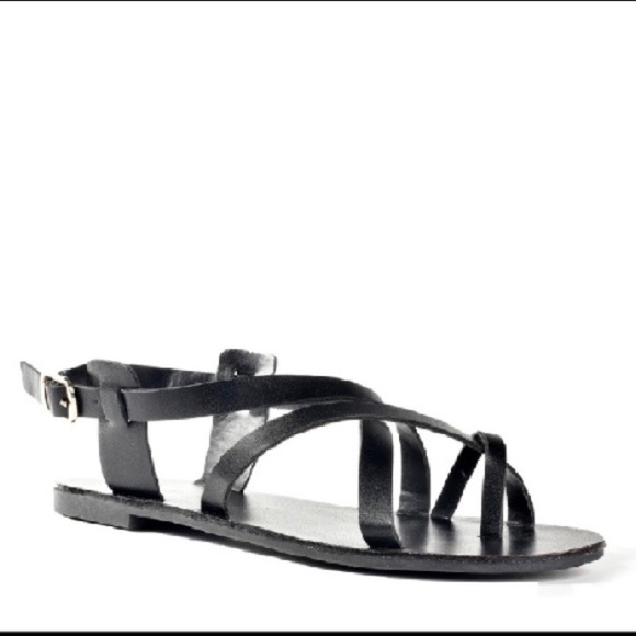 Vegan Leather Criss Cross Ankle Strap Sandals - Picture 2 of 3